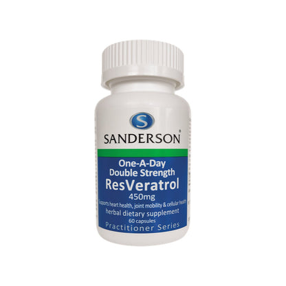 SANDERSON Double Strength Resveratrol 60 Capsules - 1st Stop Marshall's Health Shop, Gift Shop! - Heath and Natural Therapy New Brighton Christchurch - Naturopath