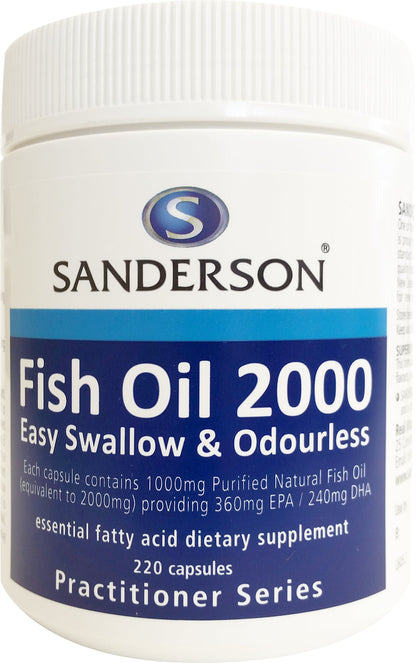 SANDERSON Fish Oil 2000 220 Softgels: Buy More & Save More! - 1st Stop Marshall's Health Shop, Gift Shop! - Heath and Natural Therapy New Brighton Christchurch - Naturopath