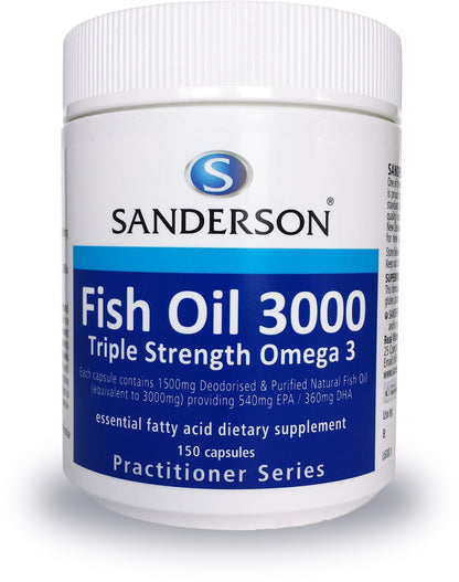 SANDERSON Fish Oil 3000 150 SoftGels - 1st Stop Marshall's Health Shop, Gift Shop! - Heath and Natural Therapy New Brighton Christchurch - Naturopath