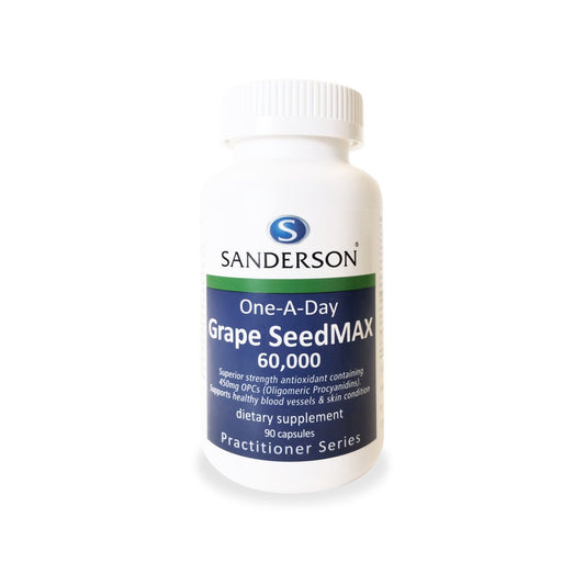 SANDERSON Grape SeedMAX 60,000 90 Capsules - 1st Stop Marshall's Health Shop, Gift Shop! - Heath and Natural Therapy New Brighton Christchurch - Naturopath