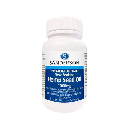 SANDERSON Premium Organic Hemp Seed Oil 1000mg 100 Softgels - 1st Stop Marshall's Health Shop, Gift Shop! - Heath and Natural Therapy New Brighton Christchurch - Naturopath