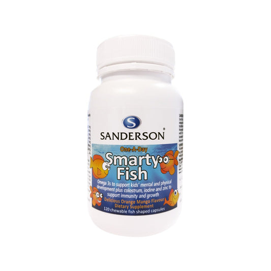 SANDERSON Smarty Fish Omega 3 plus Colostrum, Iodine & Zinc 120 Capsules - 1st Stop Marshall's Health Shop, Gift Shop! - Heath and Natural Therapy New Brighton Christchurch - Naturopath