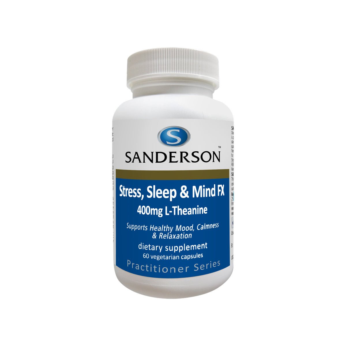 SANDERSON Stress, Sleep & Mind FX 400mg L-Theanine 60 VegeCaps - 1st Stop Marshall's Health Shop, Gift Shop! - Heath and Natural Therapy New Brighton Christchurch - Naturopath