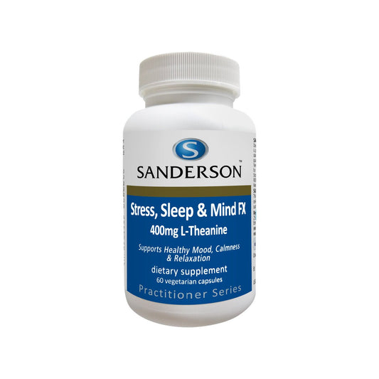 SANDERSON Stress, Sleep & Mind FX 400mg L-Theanine 60 VegeCaps - 1st Stop Marshall's Health Shop, Gift Shop! - Heath and Natural Therapy New Brighton Christchurch - Naturopath