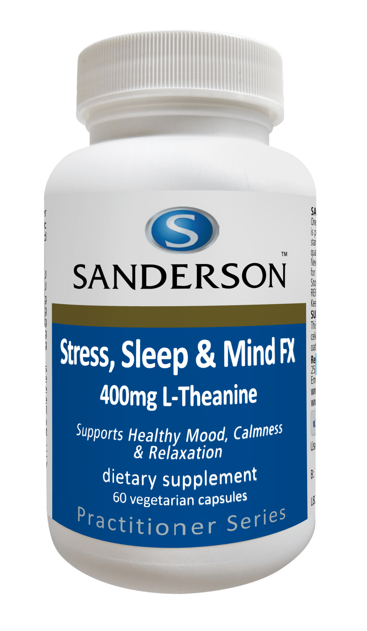 SANDERSON Stress, Sleep & Mind FX 400mg L-Theanine 60 VegeCaps - 1st Stop Marshall's Health Shop, Gift Shop! - Heath and Natural Therapy New Brighton Christchurch - Naturopath