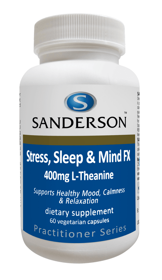 SANDERSON Stress, Sleep & Mind FX 400mg L-Theanine 60 VegeCaps - 1st Stop Marshall's Health Shop, Gift Shop! - Heath and Natural Therapy New Brighton Christchurch - Naturopath