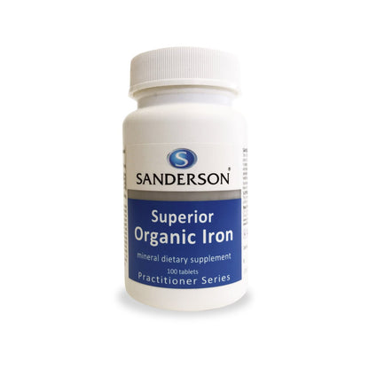 SANDERSON Superior Organic Iron 100 Tablets - 1st Stop Marshall's Health Shop, Gift Shop! - Heath and Natural Therapy New Brighton Christchurch - Naturopath