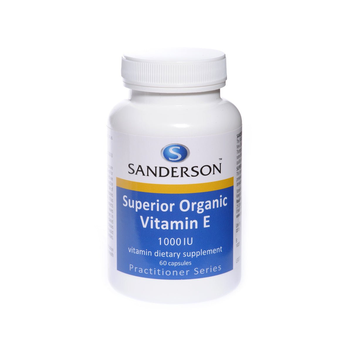 SANDERSON Superior Organic Vitamin E 1000iu 60 Softgels - 1st Stop Marshall's Health Shop, Gift Shop! - Heath and Natural Therapy New Brighton Christchurch - Naturopath