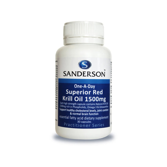 SANDERSON Superior Red Krill 1500mg Softgels - 1st Stop Marshall's Health Shop, Gift Shop! - Heath and Natural Therapy New Brighton Christchurch - Naturopath
