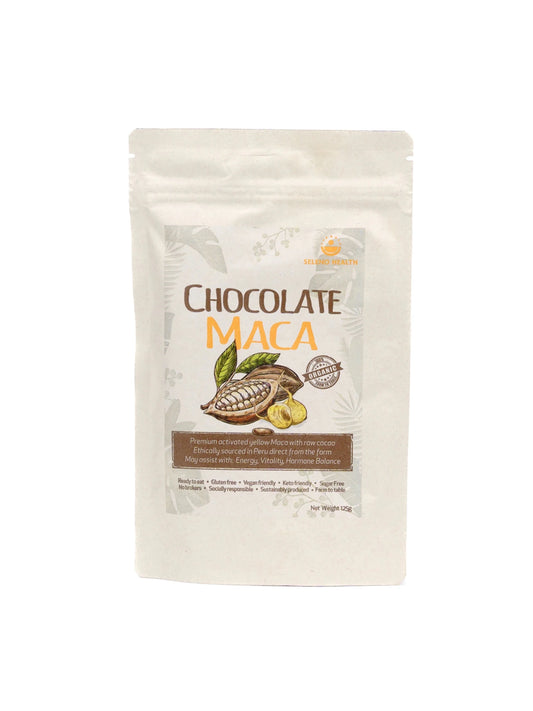 Seleno Organic Activated Chocolate Maca Powder 125g - 1st Stop Marshall's Health Shop, Gift Shop! - Heath and Natural Therapy New Brighton Christchurch - Naturopath