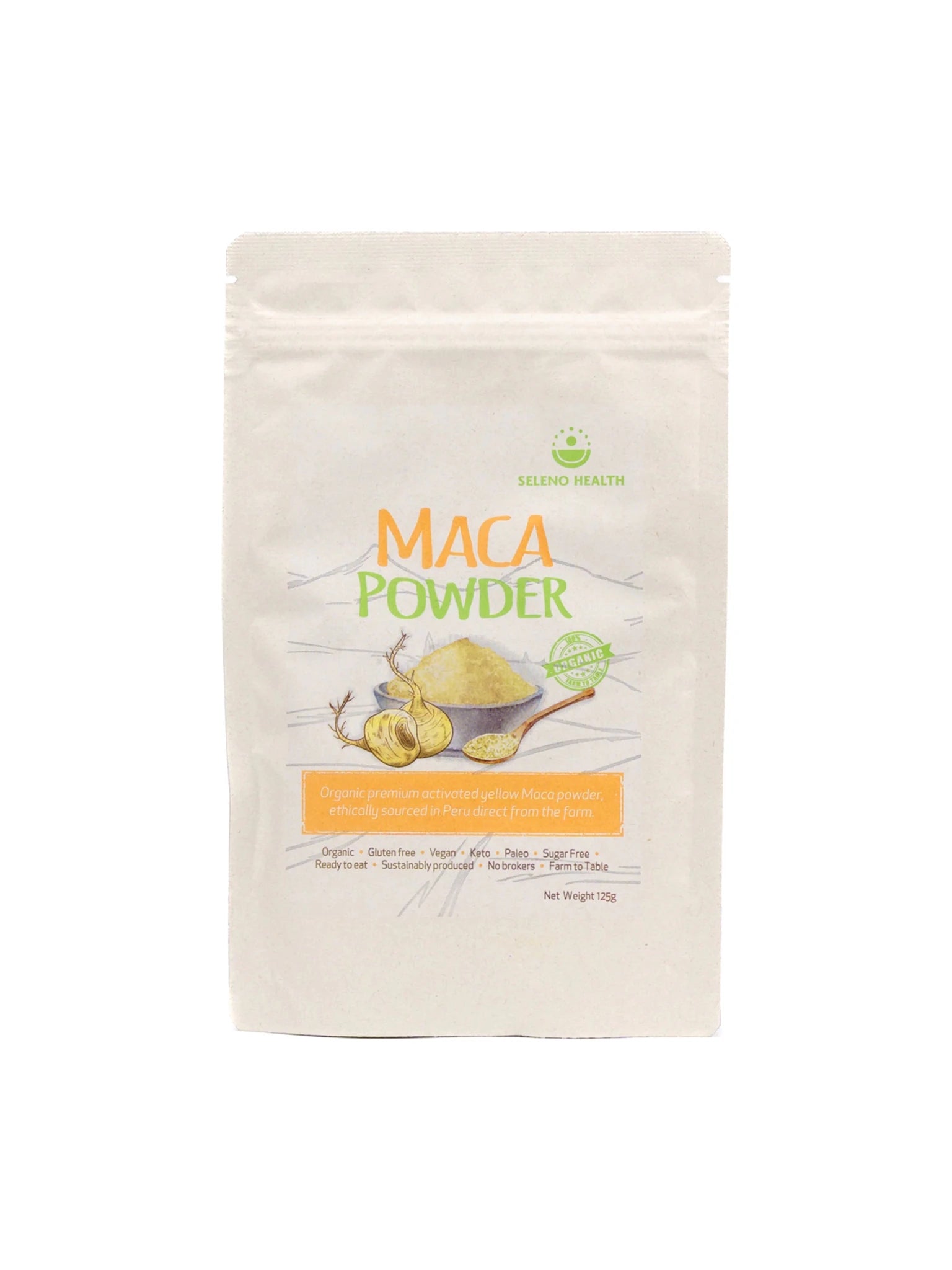 Seleno Organic Activated Maca Powder 125g - 1st Stop Marshall's Health Shop, Gift Shop! - Heath and Natural Therapy New Brighton Christchurch - Naturopath