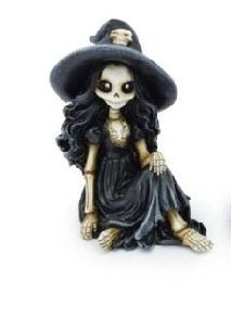 Skeleton Girl Sitting Witches Hat# - 1st Stop Marshall's Health Shop, Gift Shop! - Heath and Natural Therapy New Brighton Christchurch - Naturopath#