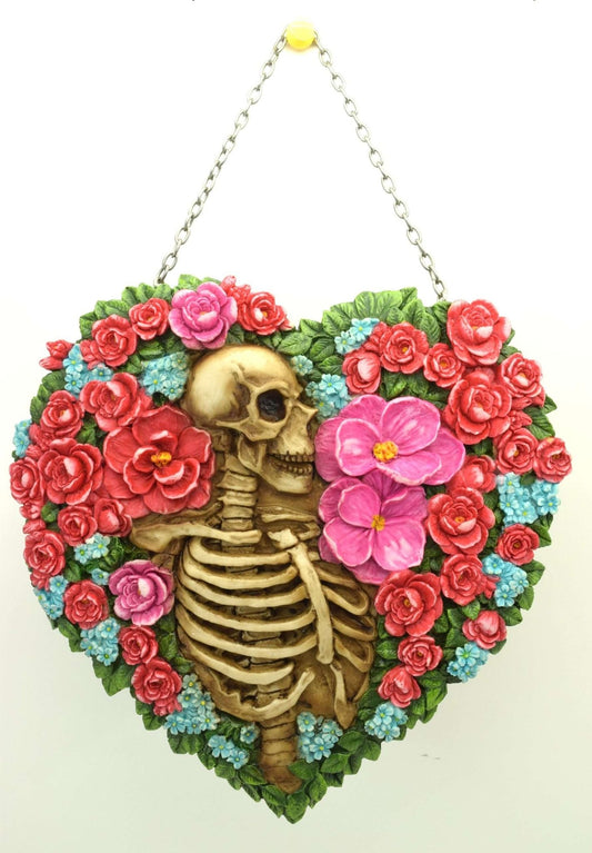 Skeleton with Flowers Wall Hanging Resin - MarshallsHealthShop
