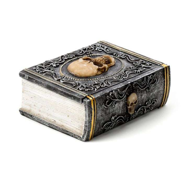 Skull Embellished Book Shaped Trinket Box - MarshallsHealthShop