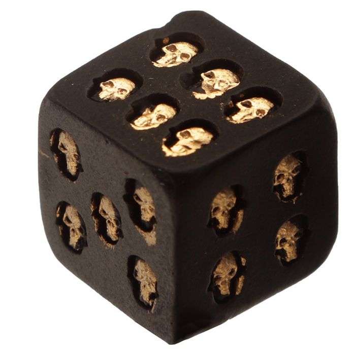 Skulls and Roses Set of 2 Black and Gold Skull Dice - MarshallsHealthShop