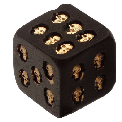 Skulls and Roses Set of 2 Black and Gold Skull Dice - MarshallsHealthShop