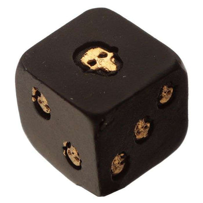 Skulls and Roses Set of 2 Black and Gold Skull Dice - MarshallsHealthShop
