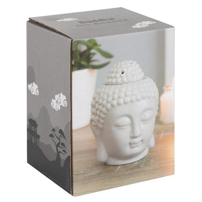 Small Grey Buddha Head Oil Burner - MarshallsHealthShop