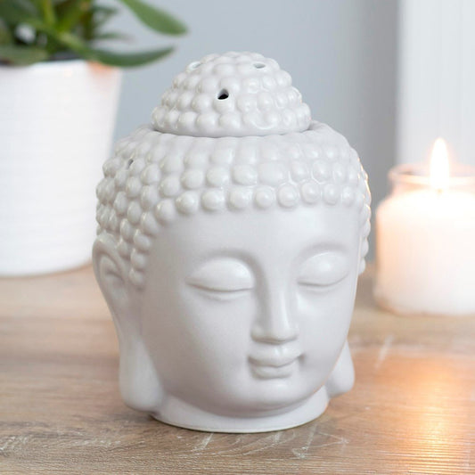 Small Grey Buddha Head Oil Burner - MarshallsHealthShop