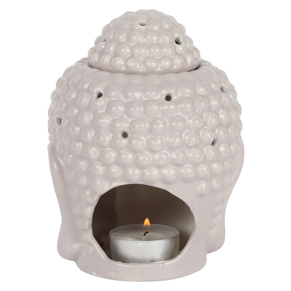 Small Grey Buddha Head Oil Burner - MarshallsHealthShop