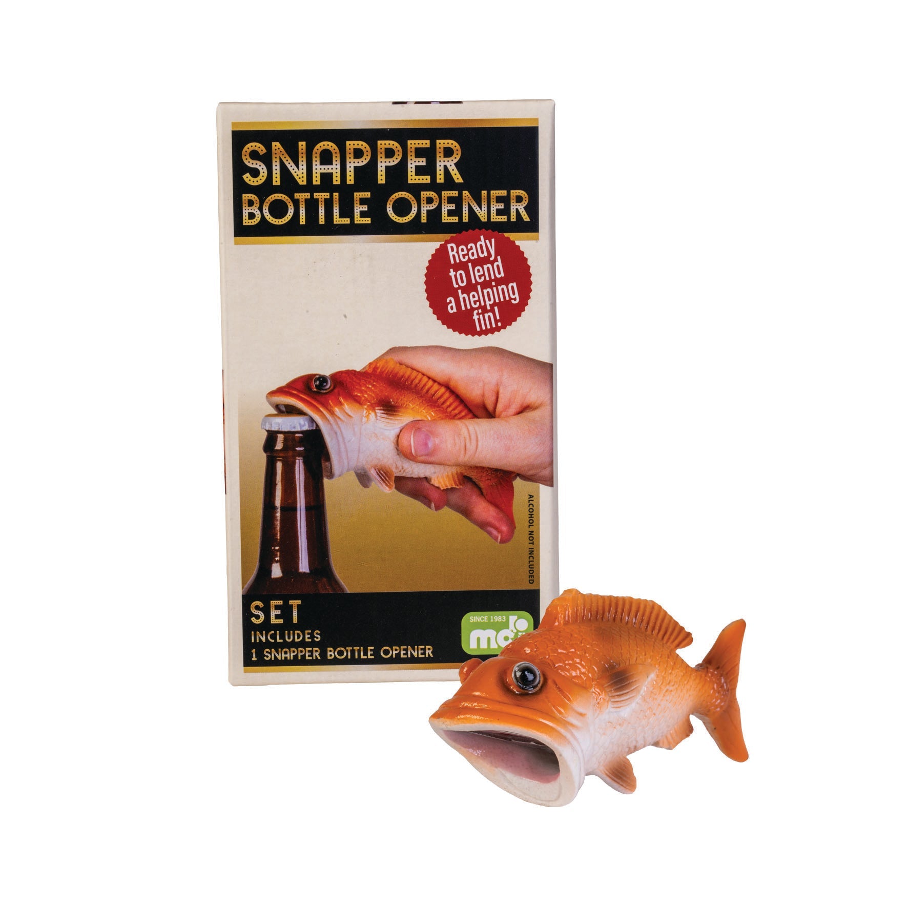 Snapper Fish Bottle Opener
Snapper-shaped bottle opener to tackle your beer!
Sturdy polyresin fish design with realistic detail and metal opener
Great gift for a fishing enthusiast

Tackle your thirst with the Snapper Fish Bottle Opener! Fun and functional, designed to look like you’re opening a drink with a fish in hand. The sturdy construction makes opening bottles effortless, while the realistic colours and markings keep everyone hooked. 1st Stop, Marshall's Health Shop, Gift Shop!