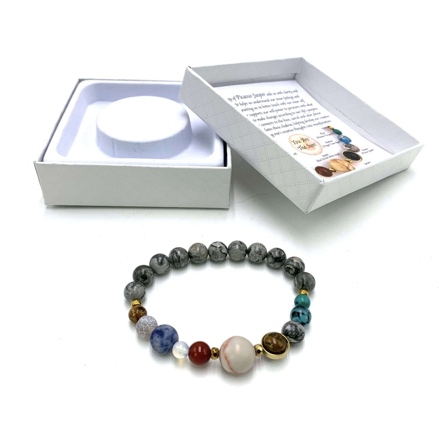 Solar System Bracelet Grey Picasso Jasper - 1st Stop Marshall's Health Shop, Gift Shop! - Heath and Natural Therapy New Brighton Christchurch - Naturopath