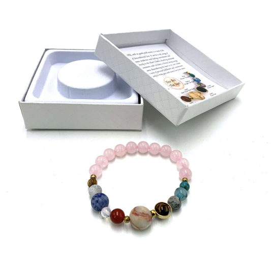 Solar System Bracelet - Rose Quartz - 1st Stop Marshall's Health Shop, Gift Shop! - Heath and Natural Therapy New Brighton Christchurch - Naturopath