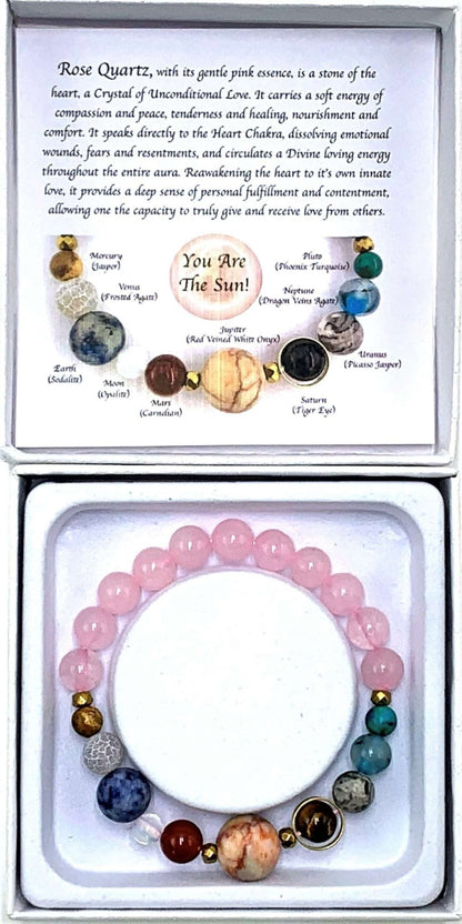 Solar System Bracelet - Rose Quartz - 1st Stop Marshall's Health Shop, Gift Shop! - Heath and Natural Therapy New Brighton Christchurch - Naturopath