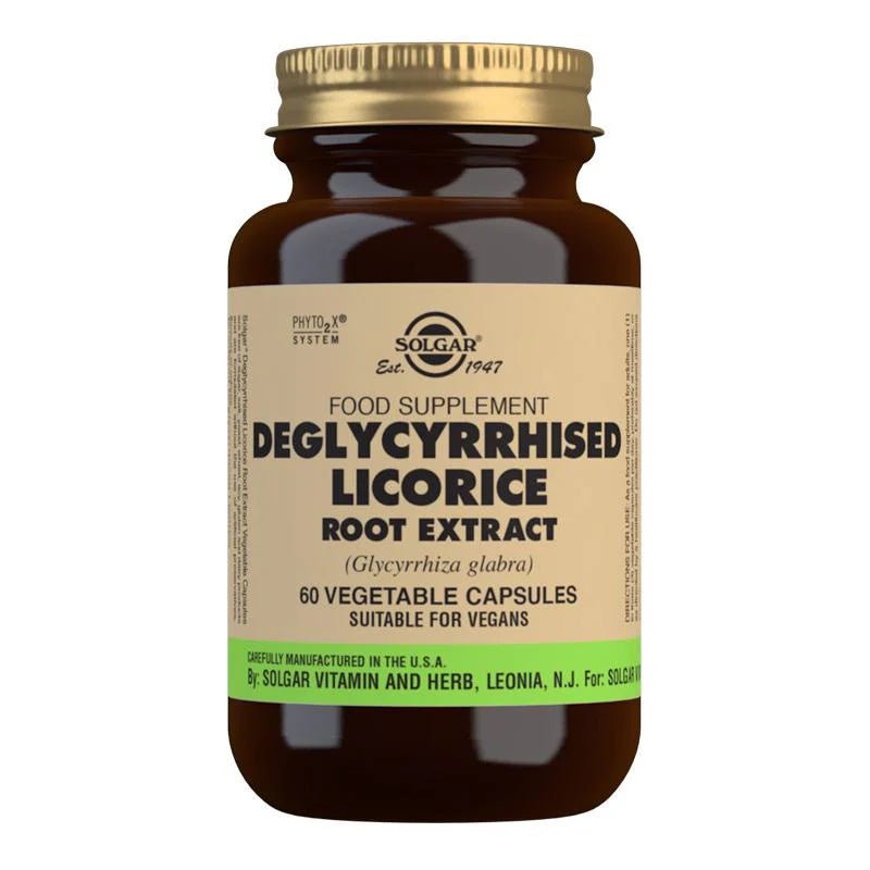 Solgar Deglycyrrhised Licorice Root Extract 60 Vegetable Capsules - 1st Stop Marshall's Health Shop, Gift Shop! - Heath and Natural Therapy New Brighton Christchurch - Naturopath