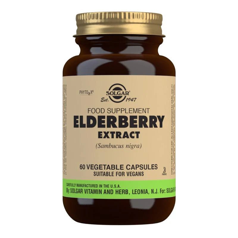 Solgar Elderberry Extract 60 Vege Caps - 1st Stop Marshall's Health Shop, Gift Shop! - Heath and Natural Therapy New Brighton Christchurch - Naturopath