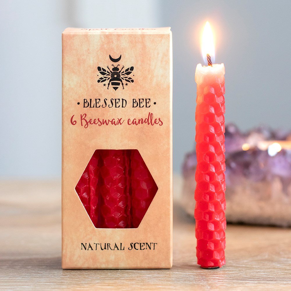 Spell Candles Red Beeswax Blessed Bee "Love & Courage" - MarshallsHealthShop