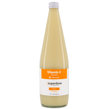 What is liposomal Superdose Vitamin C drink?

It is a superdose Vitamin-C in a glass bottle without any nasty fillers or additives. Liposomal Vitamin C is more easily absorbed and more effectively utilised by the body. This formula uses non-GMO sunflower lecithin to provide healthy fats and a delivery system that is easy on digestion. Each dose provides 2000 mg of Vitamin C.
1st Stop, Marshall's Health Shop!