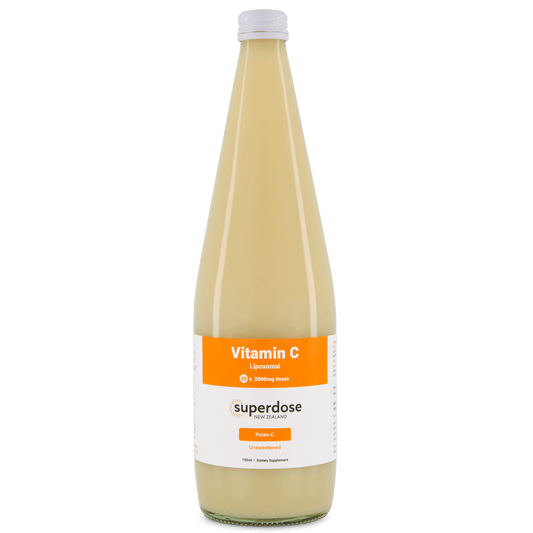 What is liposomal Superdose Vitamin C drink?

It is a superdose Vitamin-C in a glass bottle without any nasty fillers or additives. Liposomal Vitamin C is more easily absorbed and more effectively utilised by the body. This formula uses non-GMO sunflower lecithin to provide healthy fats and a delivery system that is easy on digestion. Each dose provides 2000 mg of Vitamin C.
1st Stop, Marshall's Health Shop!