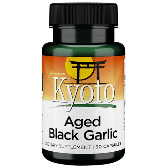 SWANSON Aged Black Garlic 650mg, 30 Capsules 1st Stop, Marshall's Health Shop! What is Swanson Aged Black Garlic? If you’re looking for something that packs a powerful antioxidant punch, Swanson Kyoto Brand Aged Black Garlic delivers. Used traditionally in Japanese practices for centuries