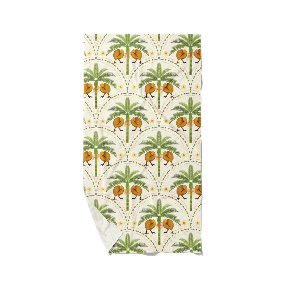 Tea Towel Kiwi Tropics with Nikau's - Cream - MarshallsHealthShop