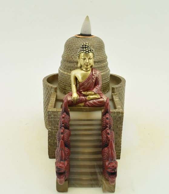 Thai Gold and Red Buddha Backflow Burner - MarshallsHealthShop