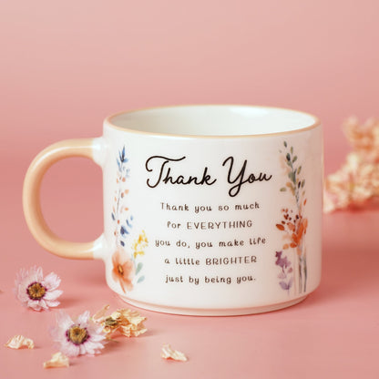 The Cottage Garden Peach Mug Thank You - 1st Stop Marshall's Health Shop, Gift Shop! - Heath and Natural Therapy New Brighton Christchurch - Naturopath