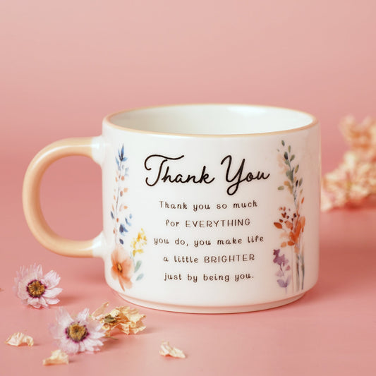The Cottage Garden Peach Mug Thank You - 1st Stop Marshall's Health Shop, Gift Shop! - Heath and Natural Therapy New Brighton Christchurch - Naturopath