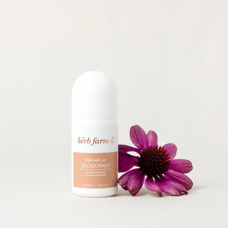 The Herb Farm Fresh Roll-On Deodorant

Our Fresh Roll-On Deodorant helps to control odour without interfering with your body’s natural cooling system.

Our Echinacea and Calendula Extracts both work as powerful antibacterial and soothing botanicals.

This fresh deodorant includes mineral rich and antibacterial Himalayan Pink Salt to support you throughout the day.

Our essential oil blend of Ylang Ylang, Lime, Lavender and Orange bring a fresh and vibrant scent to your day as well as providing antibacterial
