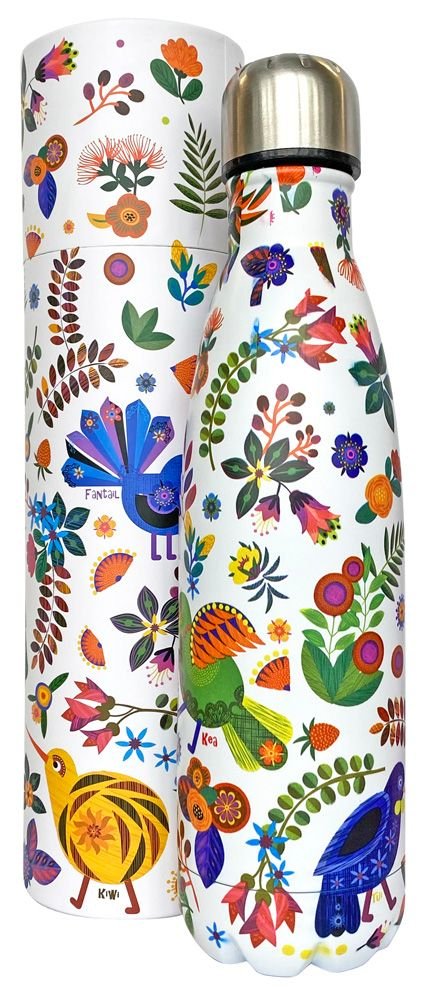 Thermo Bottle Retro Birds - 1st Stop Marshall's Health Shop, Gift Shop! - Heath and Natural Therapy New Brighton Christchurch - Naturopath