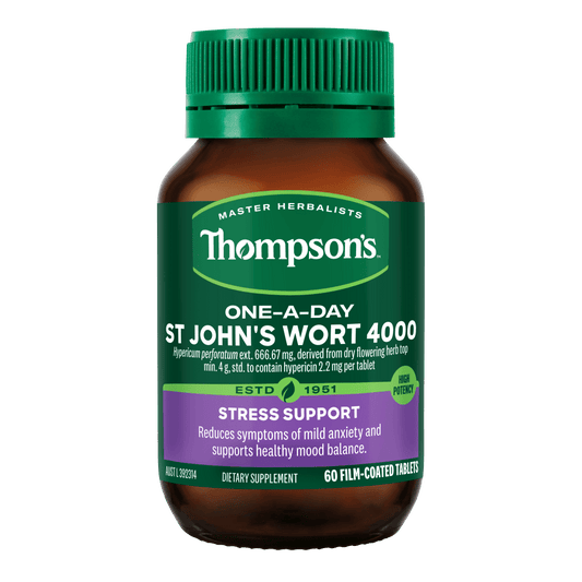 Thompson's One - A - Day St John's Wort 4000 60 Tablets - 1st Stop Marshall's Health Shop, Gift Shop! - Heath and Natural Therapy New Brighton Christchurch - Naturopath