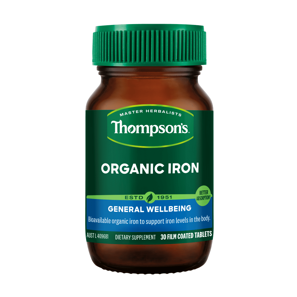 Thompson's Organic Iron 30 Tablets - MarshallsHealthShop