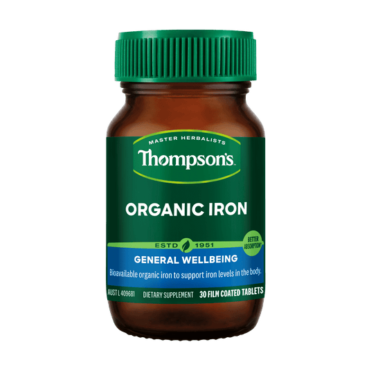 Thompson's Organic Iron 30 Tablets - MarshallsHealthShop