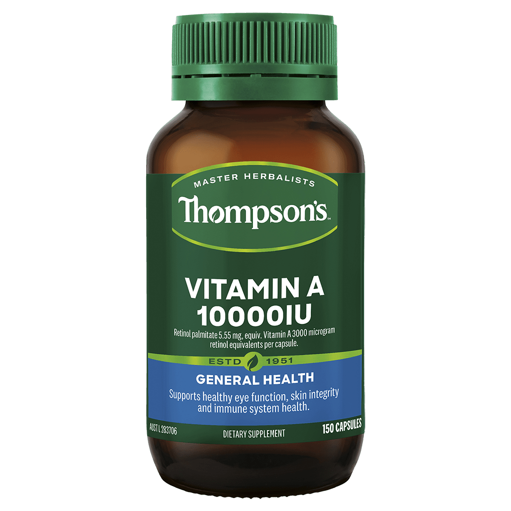 Thompson's Vitamin A 10000IU 150 Capsules - 1st Stop Marshall's Health Shop, Gift Shop! - Heath and Natural Therapy New Brighton Christchurch - Naturopath