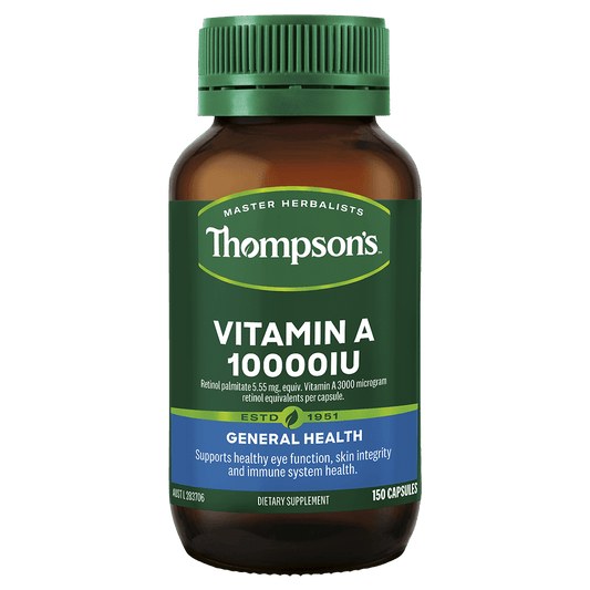 Thompson's Vitamin A 10000IU 150 Capsules - 1st Stop Marshall's Health Shop, Gift Shop! - Heath and Natural Therapy New Brighton Christchurch - Naturopath