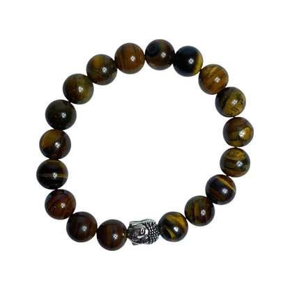 Tigers Eye Buddha 10mm Bead Bracelet - MarshallsHealthShop