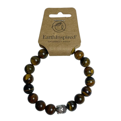 Tigers Eye Buddha 10mm Bead Bracelet - MarshallsHealthShop