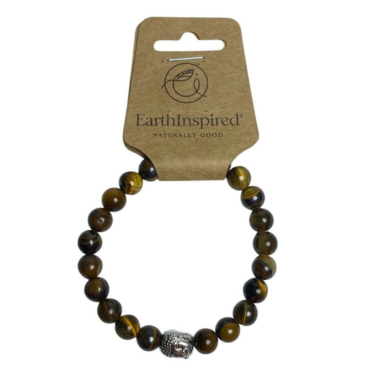 Tigers Eye Buddha 8mm Bead Bracelet - MarshallsHealthShop