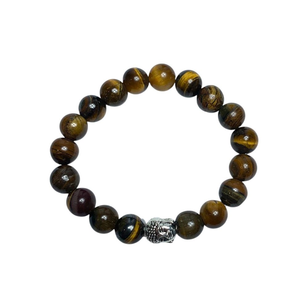 Tigers Eye Buddha 8mm Bead Bracelet - MarshallsHealthShop