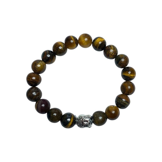 Tigers Eye Buddha 8mm Bead Bracelet - MarshallsHealthShop